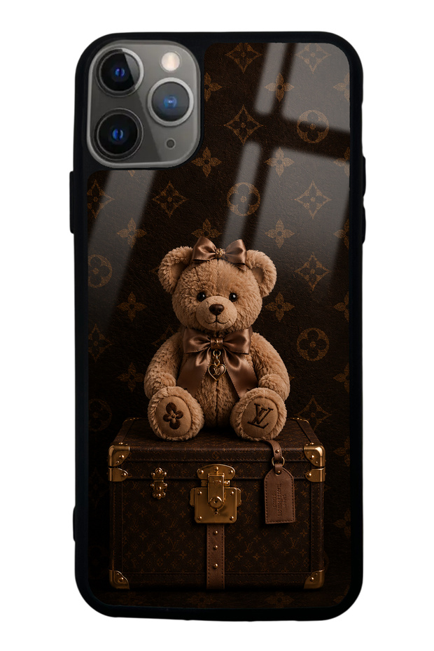 iPhone 11 Pro Max Luxury Brown Teddy Design Glossy Phone Case