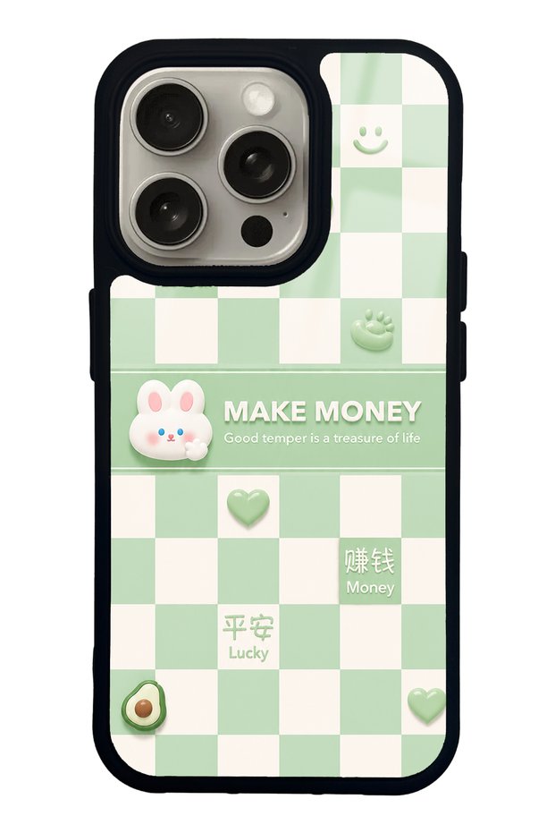 iPhone 15 Pro Green Make Money Design Glossy Phone Case