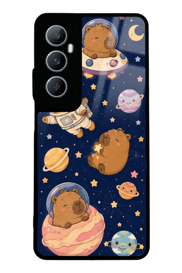 Realme C65 Glossy Phone Case with Cosmic Capybara Design