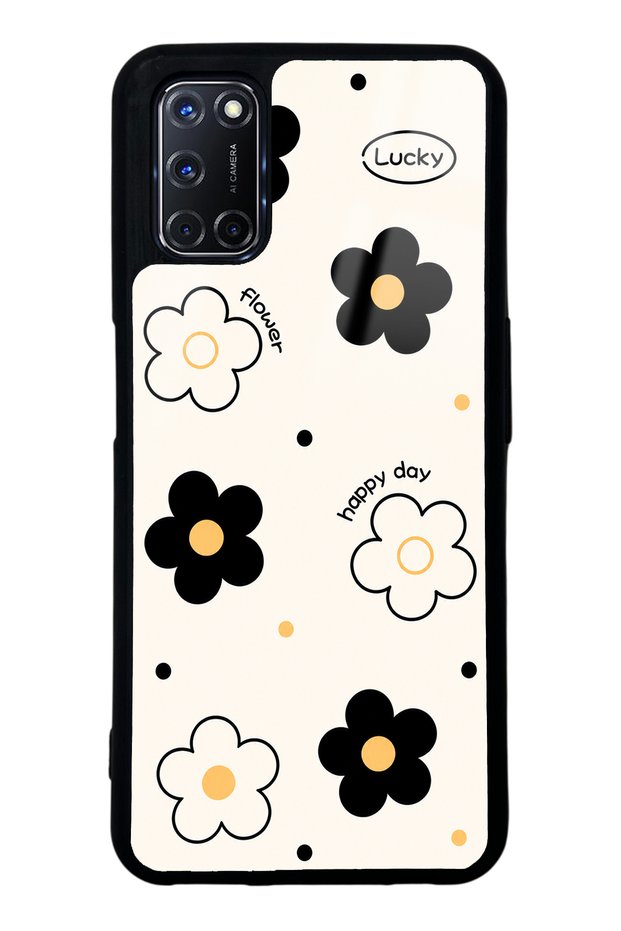 Oppo A52 White Lucky Happy Day Design Glossy Phone Case