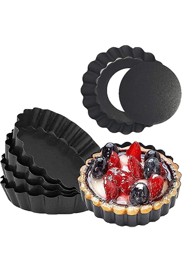 Mini Tart Pans with Removable Bottom Round Nonstick Quiche Pan, Heavy Duty Fluted Side for Pies