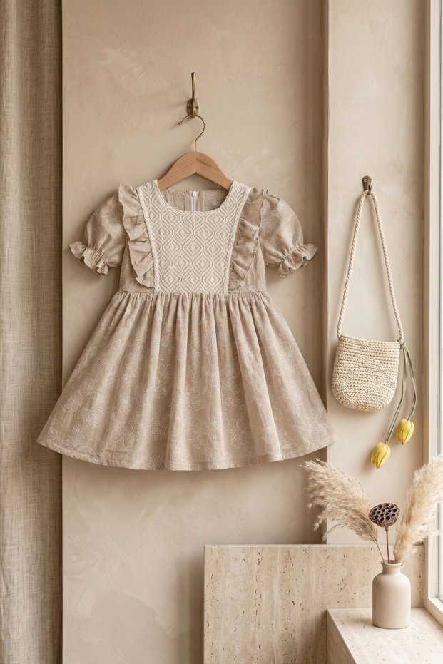 - Girl's Floral Patterned Dress | With Bag