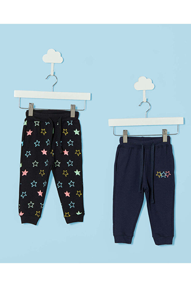 Infant Boys Black And Navy Pack Of 2 Joggers Set