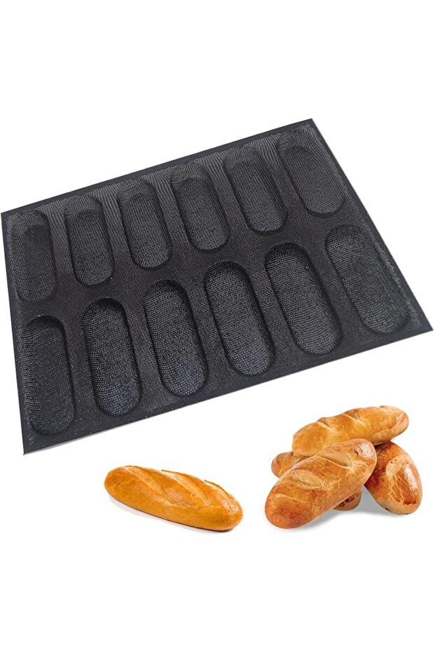 Silicone French Baguette Pan Perforated Baking Bread Mini 12 Loaf Sandwich Mold Non-Stick Hotdog Bun Baking Liners