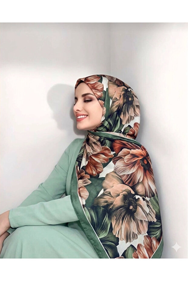 شال من الخيزران بنمط جيلينسيك - أخضر كاكي
