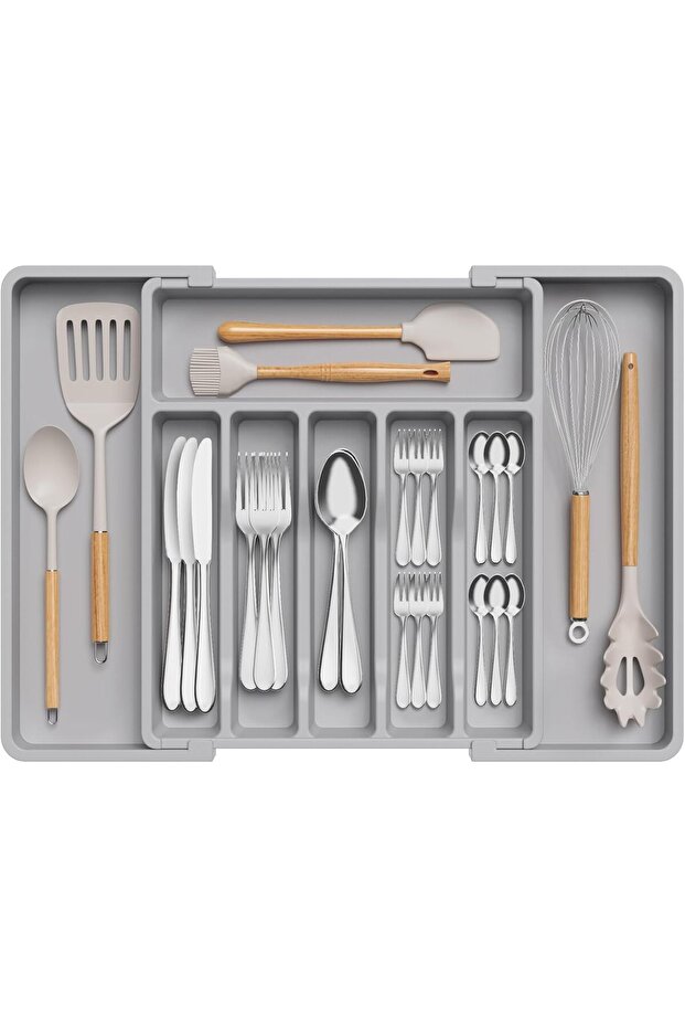 Silverware Organizer, Expandable Utensil Tray for Drawer, Adjustable Flatware and Cutlery Holder