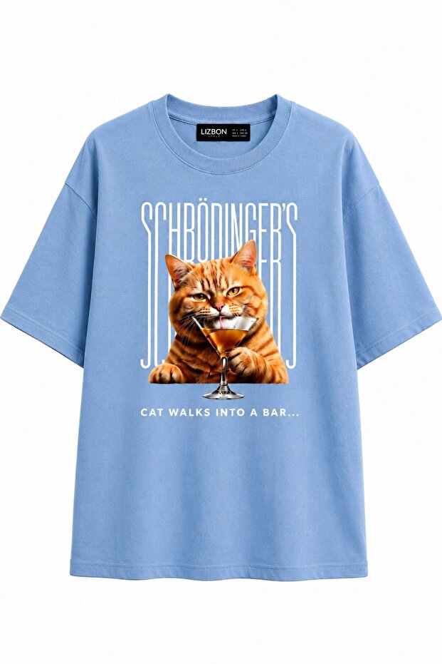 Women's Oversize 100% Cotton T-Shirt Basic Comfortable Fit Cat Printed T-Shirt