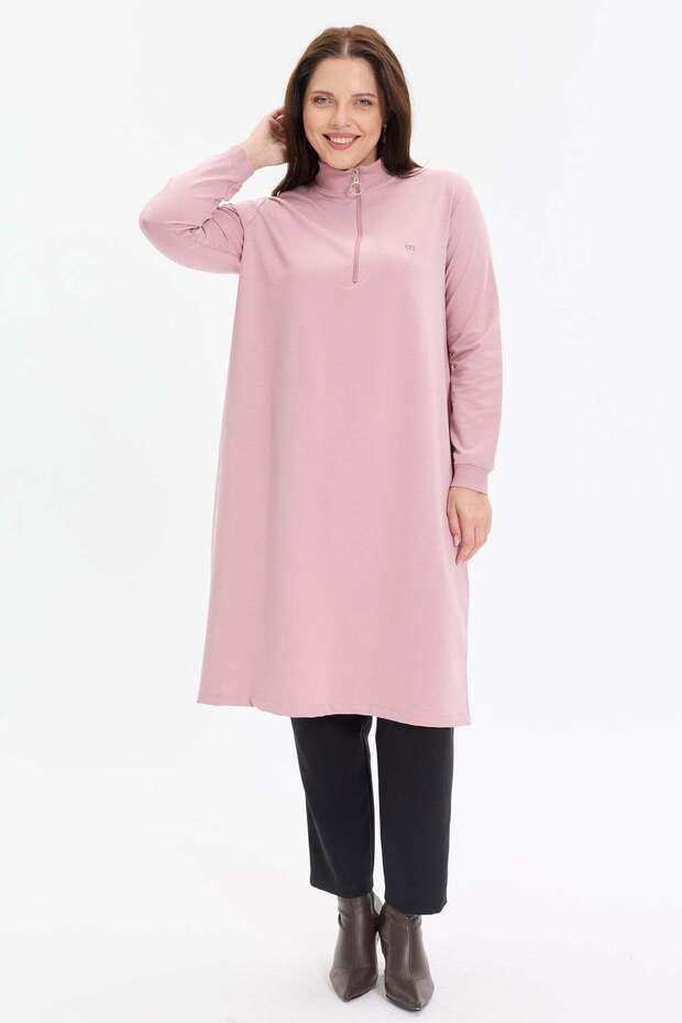 Stand collar two thread zippered tunic