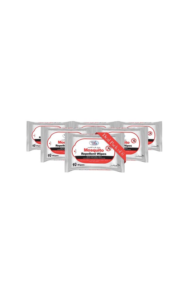 Mosquito Repellent Wipes 10's (Pack of 6) – Safe for Kids & Adults – DEET-Free, Skin-Friendly Insect Protection Wipes for Outdoor & Travel 60 Wipes