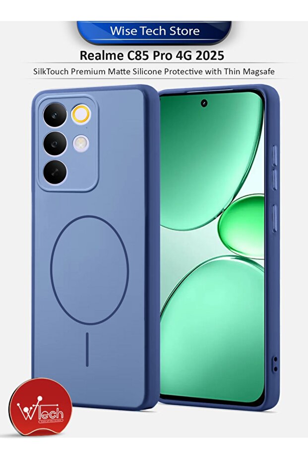 Realme C85 Pro 4G 2025 SilkTouch Premium Matte Silicone Protective with Thin Magsafe Case Cover