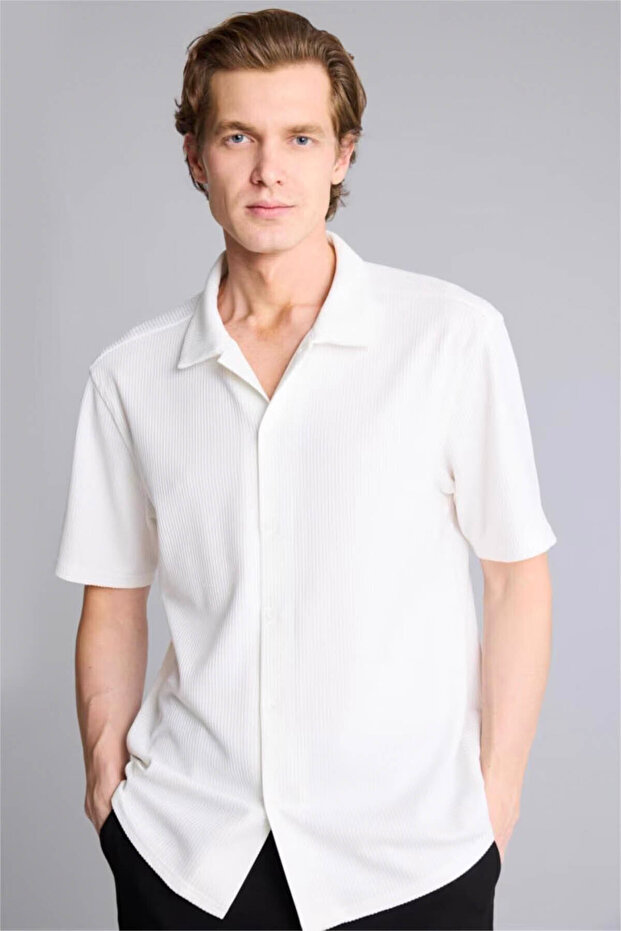 Regular Fit Ecru Men's Shirt E1211Ax/Er85