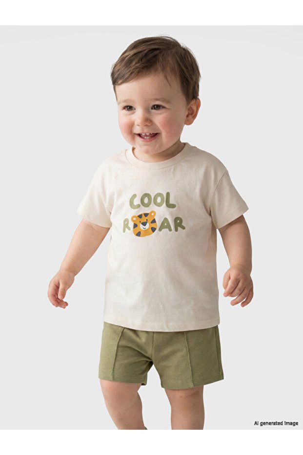 Esvab • Modern & Distinctive Tiger Print Baby Boy T-Shirt and Shorts Set