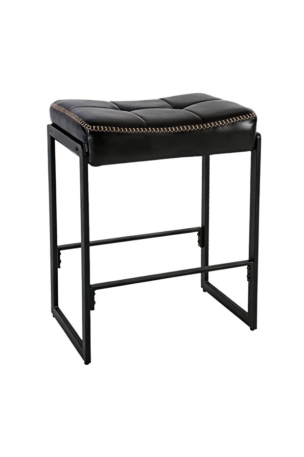 Kitchen Stool 66cm Counter Height 1 Piece- PU Leather Seat with Adjustable Footrest - Modern Design for Kitchen Island and Living Room (Black)