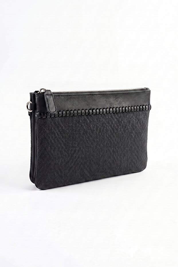 Zenix Black Patterned Women's Clutch Bag