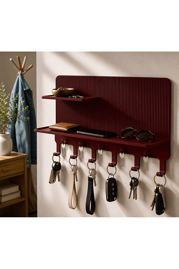 Modern Keychain Organizer Rack | Wall Mounted Key Hanger | Entrance Hall Organizer | 25X17X7 cm