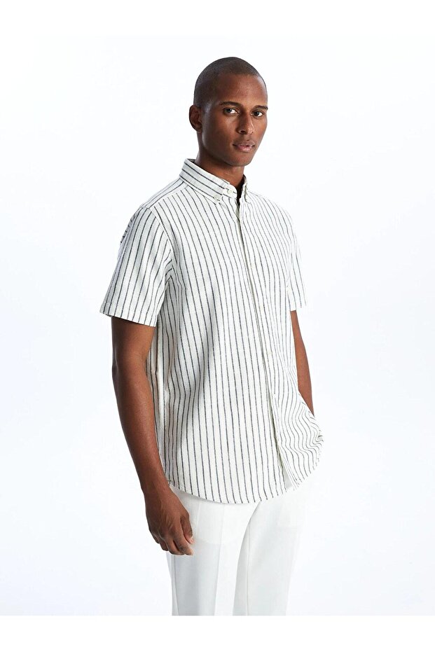 Regular Fit Short Sleeve Striped Men's Shirt (S4)