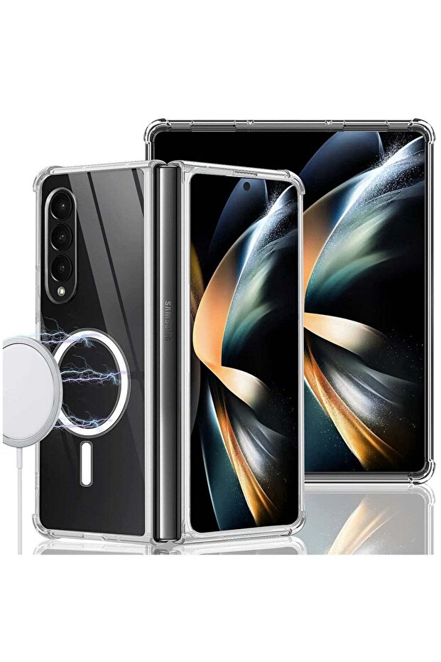Magsafe Anti-Yellow Slim Transparent 4 Cornor Shockproof Thin Cover for Samsung Galaxy Z Fold 4 2022 Support Wireless Charger