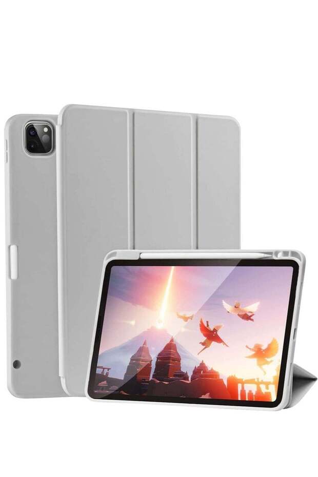 Case for iPad Pro 11 Inch 2021/2020 with Pencil Holder, Slim Trifold Stand (Grey)
