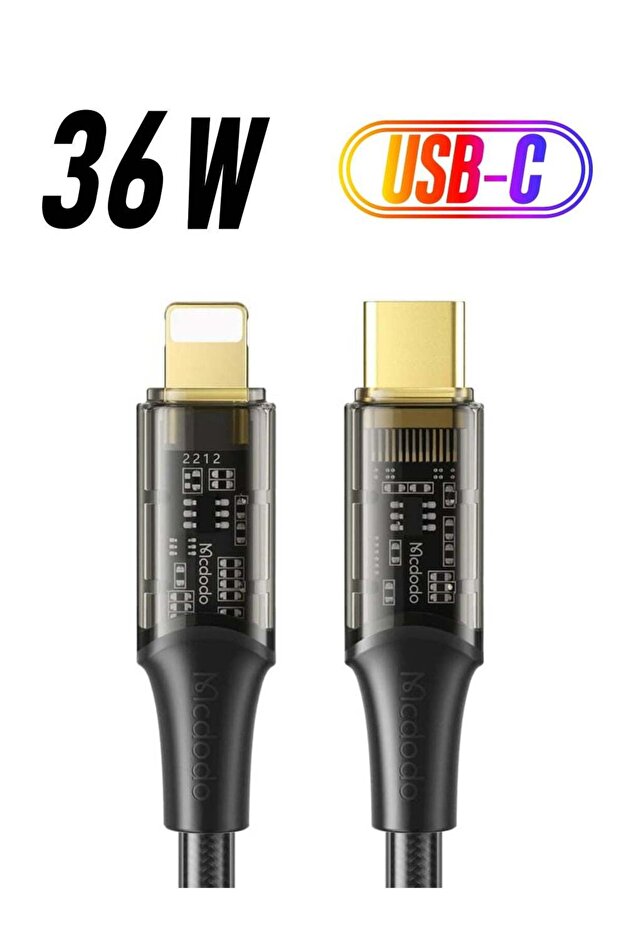 CA-1590/CA-1591 1.2 Meter 3A 36W Type-C to Lightning Transparent Data Cable