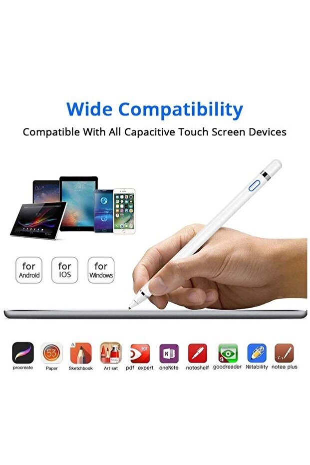 Capacitive Stylus Pen For Phone Tablet Touch Screen Pen for Android/IOS Apple iPad Tablet Samsung Stylus Pen Touch Pencil Draw (White)