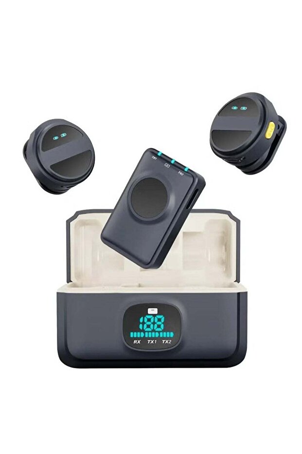 SX21-New 1 Drag 2 Wireless Lavalier Microphone – 2.4GHz Dual Mic System with Noise Reduct