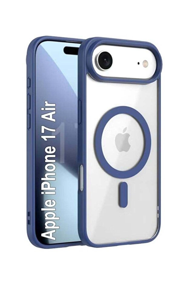 Clear Magnetic Case for iPhone 17 Air (Dark Blue) – MagSafe Compatible Shockproof Transparent Phone Cover