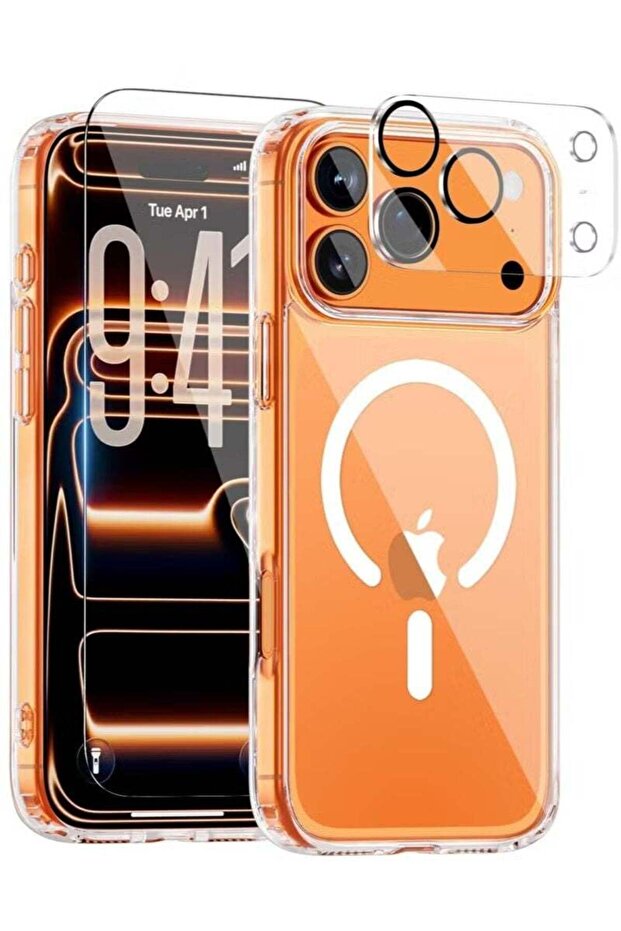 iPhone 17 Pro Clear Case with Tempered Glass Screen and Camera Lens Protector