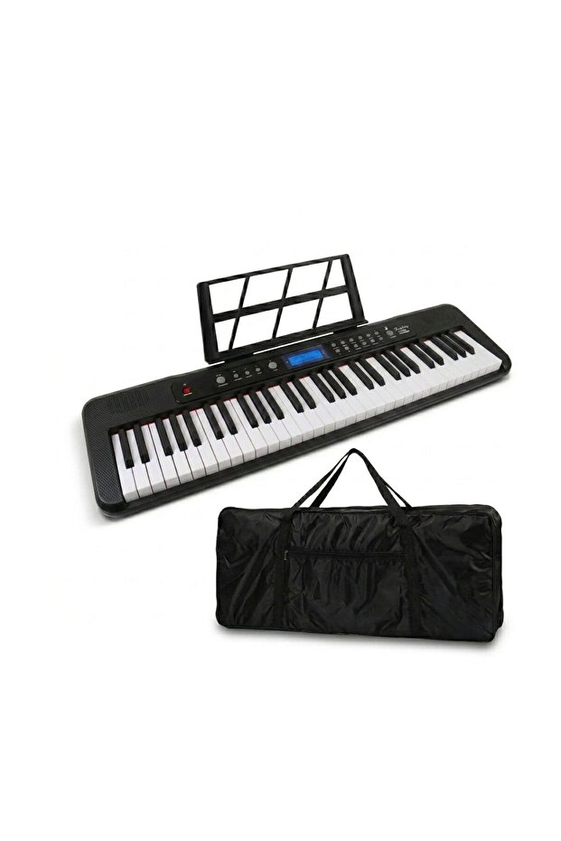 Aiersi A828 Touch Response 61 Keys Beginner Keyboard Built In Lesson Functional Electronic Keyboard With Bag Model: A828 Black
