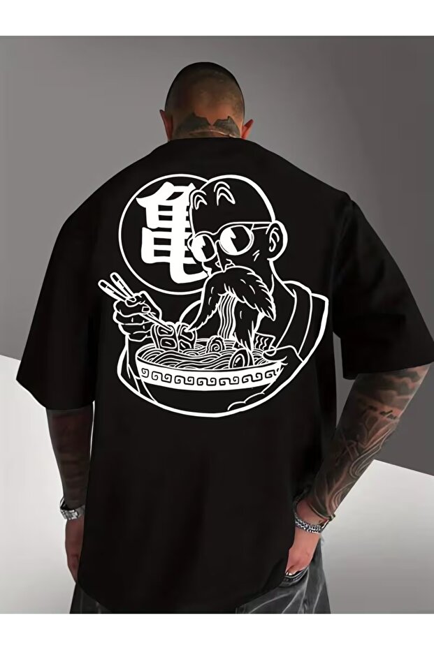 Unisex Noodle Printed Oversize Crew Neck T-Shirt