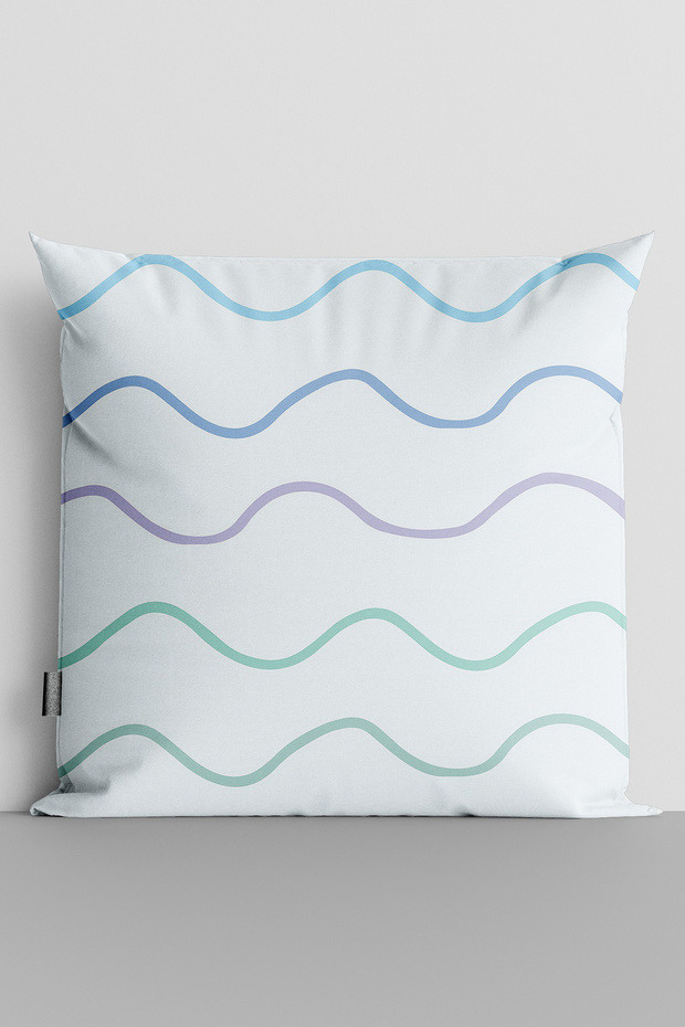 Colorful Wavy Lines Double Sided Digital Printed Throw Pillow Cover