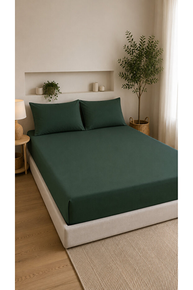 Double Elastic Sheet Set with 2 Pillowcases 50X70 | 160X200+30 | 100% Cotton