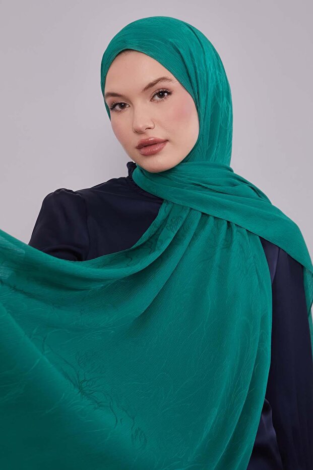 Green Abstract Tulip Pattern Jacquard Capri Shawl