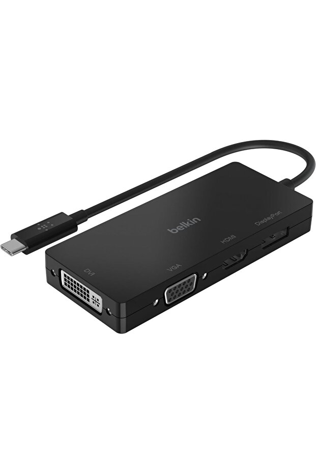 USB-C Video Adapter (with Tethered Cable) - Connectivity for to DVI Port, VGA 4K HDMI USB A, Compatible with Mac and Windows laptops other devices