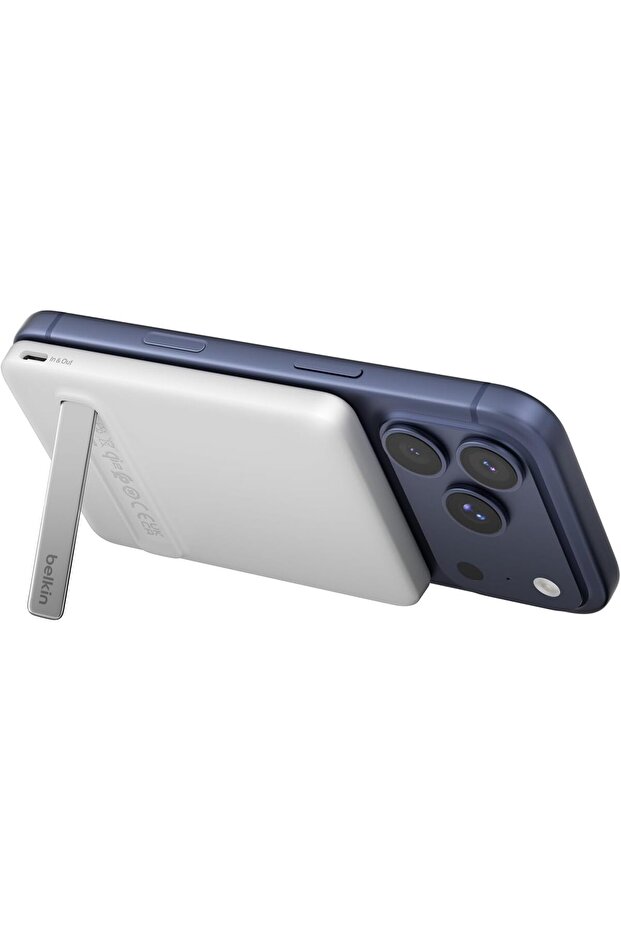 BoostCharge Portable Charger Qi2 15W, Slim Magnetic Power Bank 5000mAh with Kickstand, USB C Cable