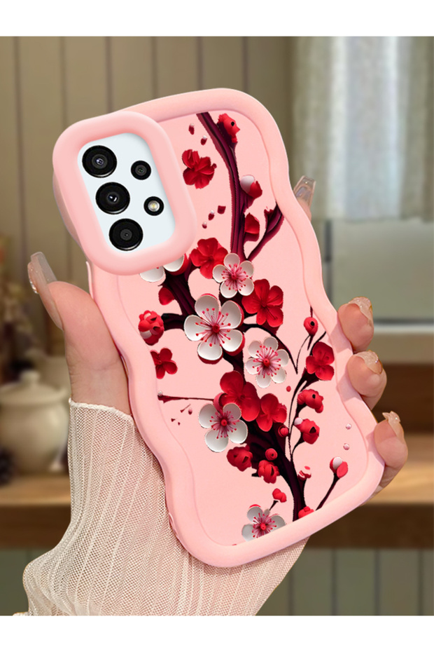 Samsung Galaxy A13 4g Compatible Case Camera Protector Pink Silicone Couple Phone Case Floral Pattern