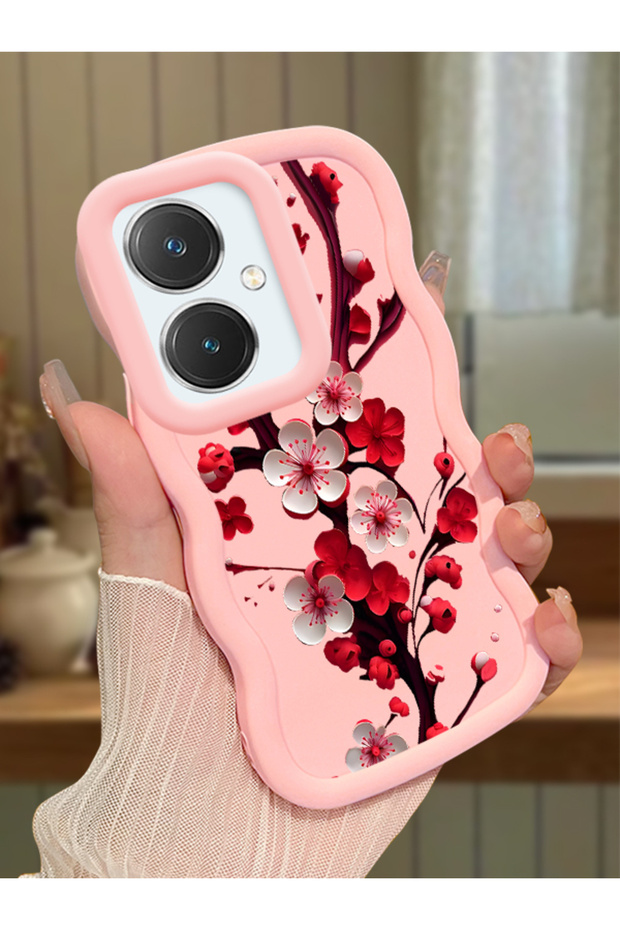 Vivo Y27 Compatible Case Camera Protector Pink Silicone Couple Phone Case Floral Pattern