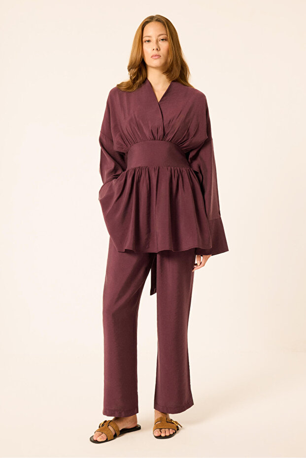 Peplum Tunic with Elastic Waist Pants Set