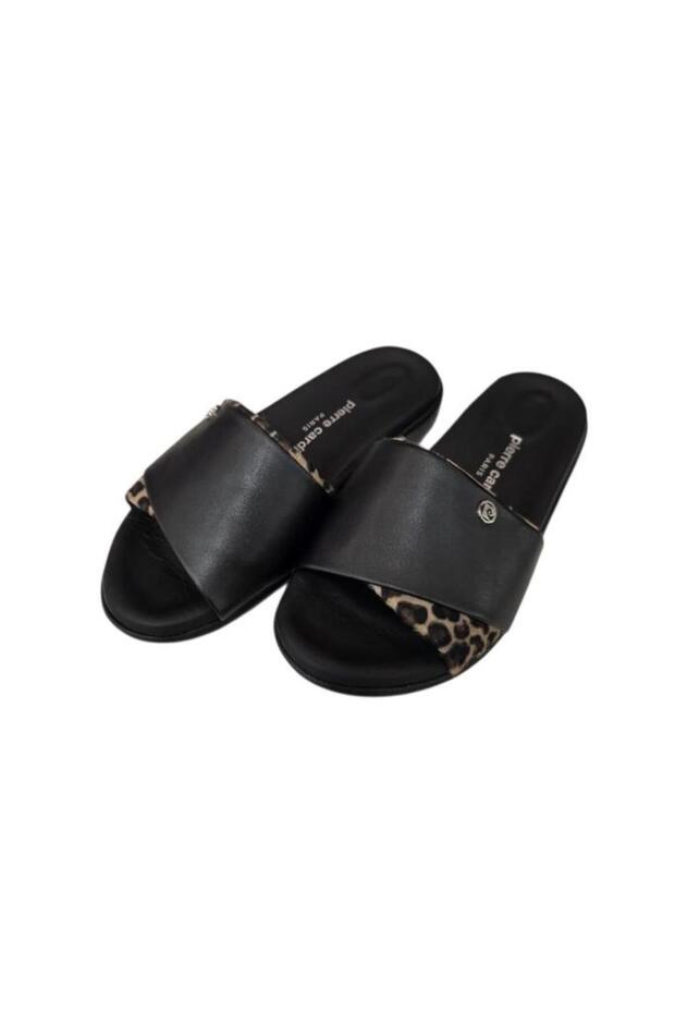 Single-Strap Striped Leather Anatomical Slippers