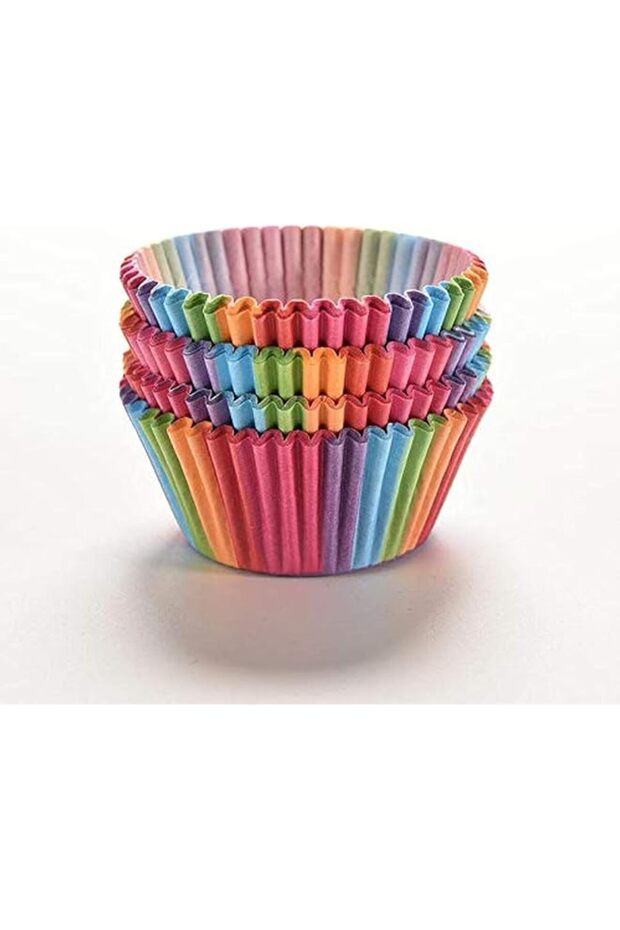 100Pcs/set Rainbow Color Cupcake Baking Paper Cases Cake Box
