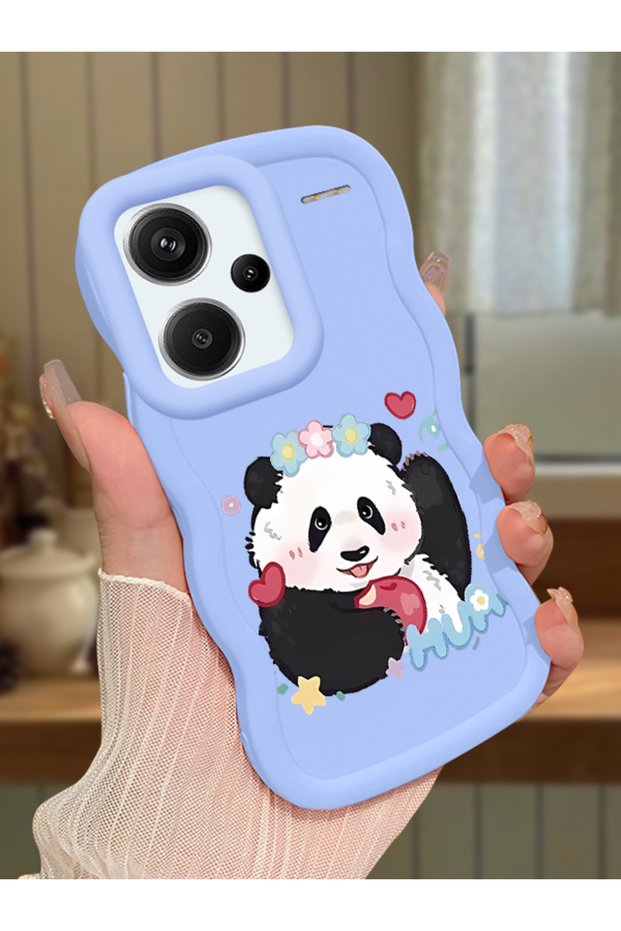 Redmi Note 13 Pro Plus 5g Compatible Case Camera Protector Blue Silicone Couple Phone Case Panda Pattern