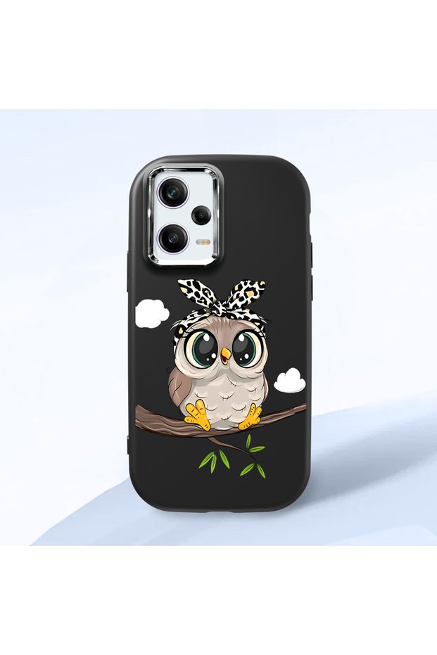 Poco X5 Pro 5g Compatible Case Camera Protector Black Silicone Couple Phone Case Owl Patterned
