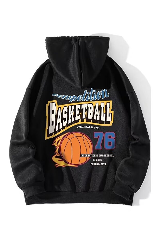Unisex Hooded Sweatshirt with Back Print and Relaxed Fit