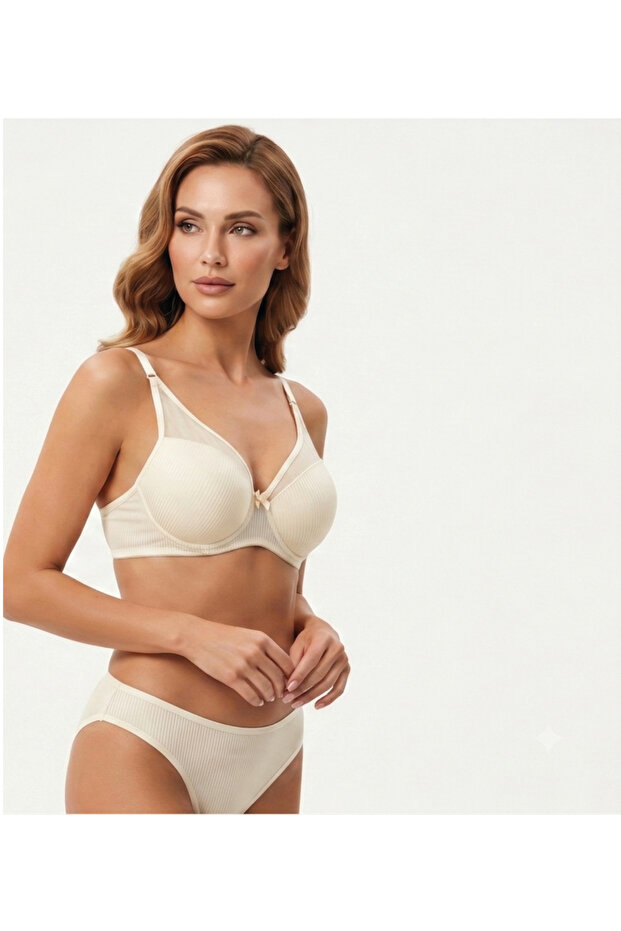 Seamless Tulle Detail Bra Set