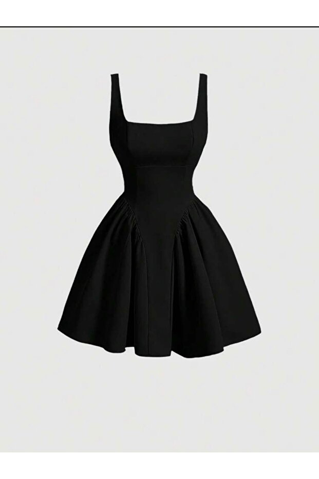Matilda - Crepe Fabric Strap Flounce Mini Dress