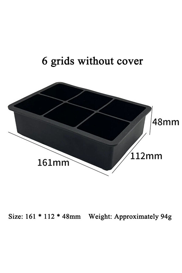6 grids no cover New 6/8/15 Grid Silicone Ice Cube Mold Big Tray Mold Ice Cube Maker Non-toxic Durab