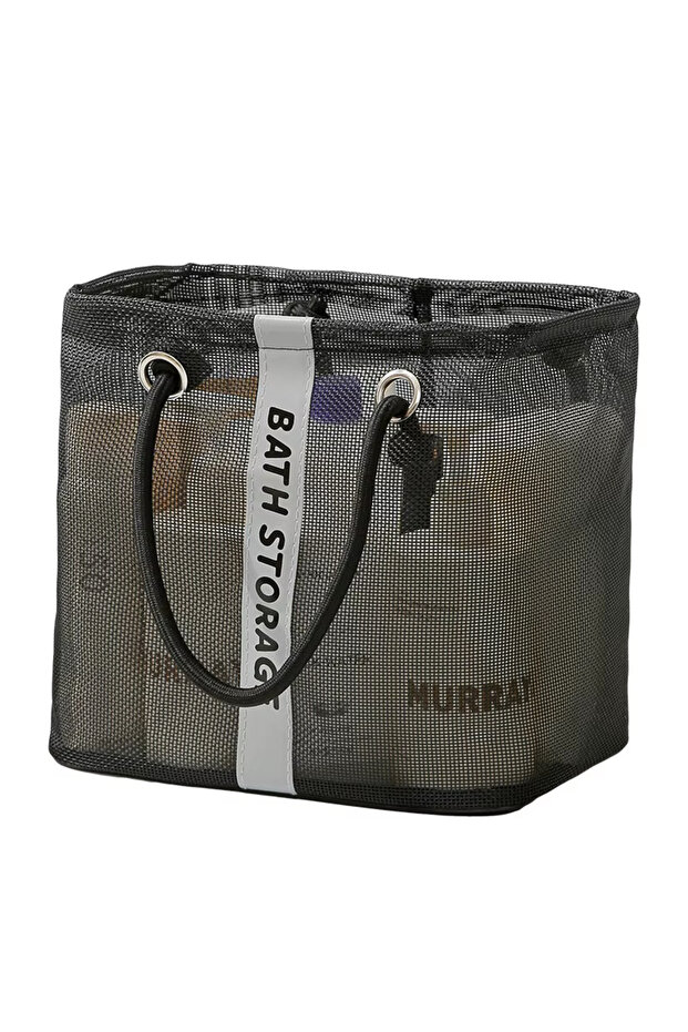 Short black HOMEFISH Foldable Drain Mesh Basket, Dual-Use Travel Wash & Swimming Storage Bag, Large