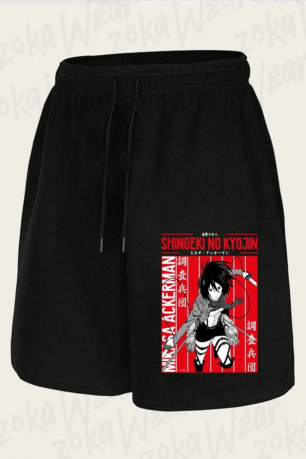 Unisex Aot Mikasa Ackerman Anime Design Printed Shorts