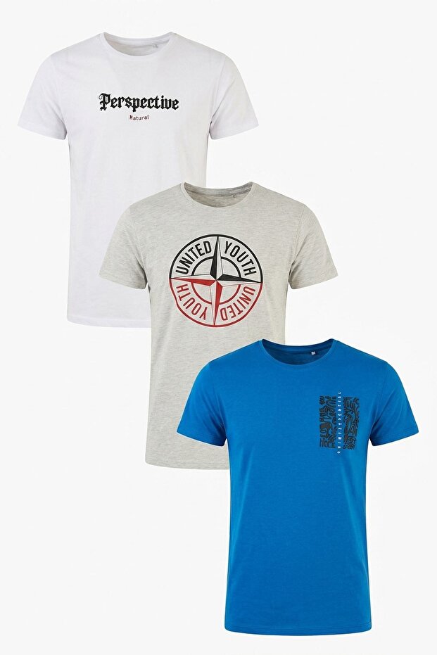 Cotton Printed 3 Pack t Shirt Men t Shirt 541S3