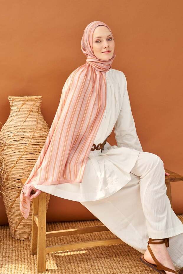 Riva Shawl Tencel Line Powder Pink