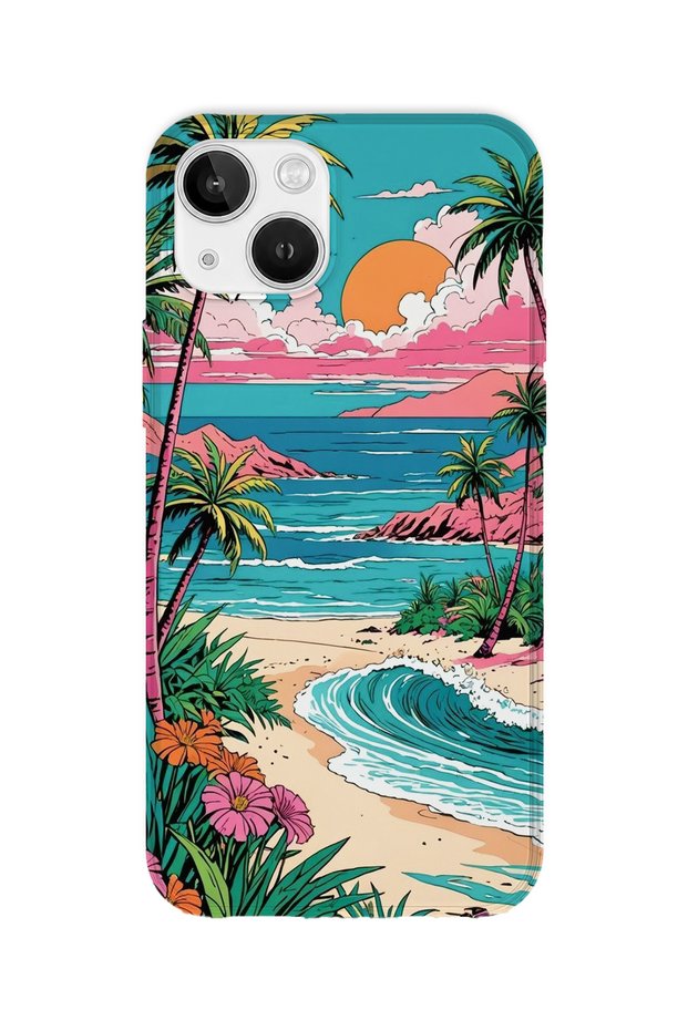 iPhone 15 Compatible Printed Transparent Phone Case | Collection: Summer Beach Tropical